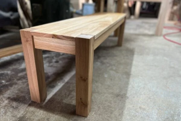 Contemporary oak dining bench by makers