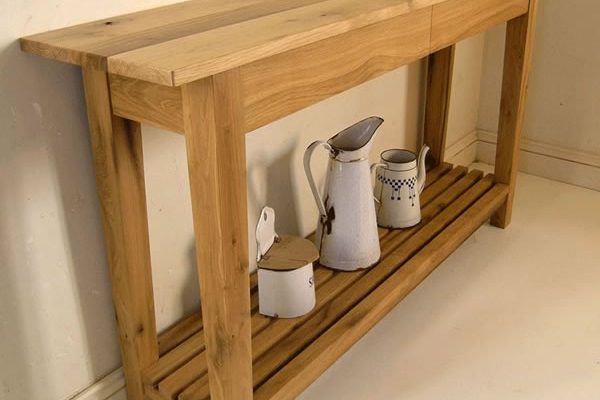 Simple Oak Console Table with concealed drawers
