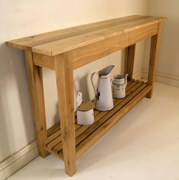 Simple Oak Console Table with concealed drawers
