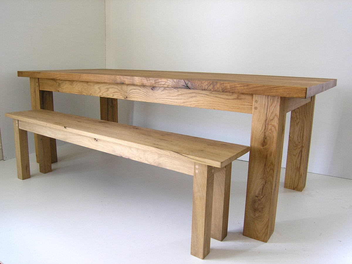 Bespoke oak dining bench handmade