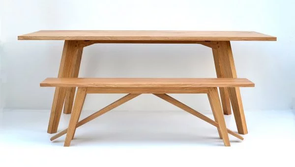 Chiswick Oak Dining Table and bench handmade
