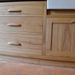Soft close oak kitchen drawers in free standing kitchen