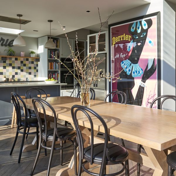 Sawbuck dining table for London kitchen