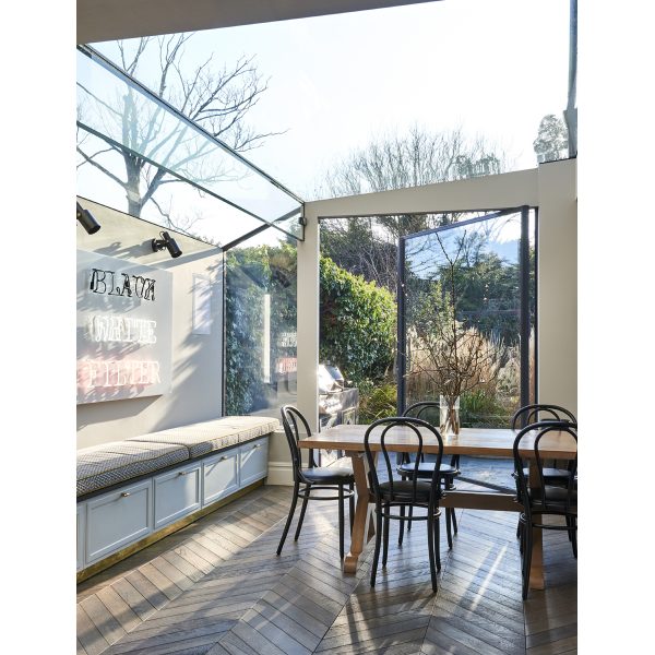 Sawbuck oak dining table for London