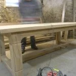French oak table in the process of being made