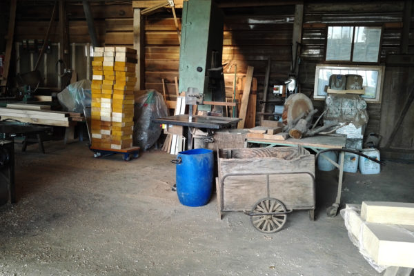 French sawmill with barrow