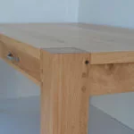 close up of beautiful handmade oak dining table