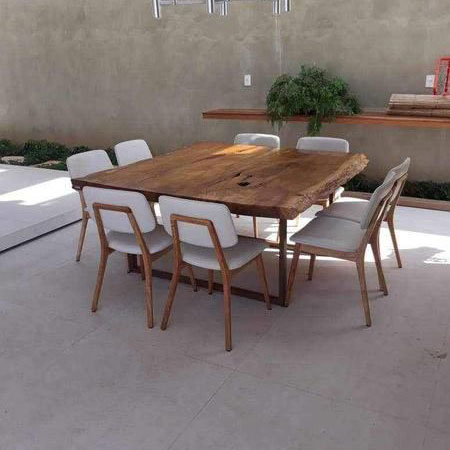 A square dining table for outdoor use