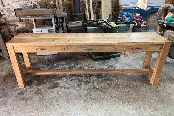 Handmade oak console table
