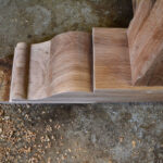 Scrolled feet on solid oak pedestal refectory table