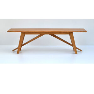 Oak dining bench with angled legs