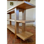 French oak hallway table with open shelves