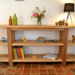 Console table with open shelves in oak