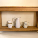 Simple oak console hallway table with drawers
