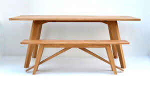 Chiswick oak table ad bench by Makers