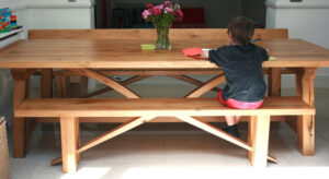 Modern refectory table with dining bench