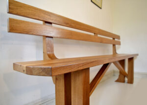 Dining bench with back by Makers