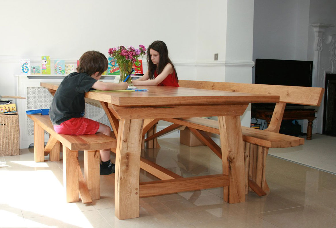 Modern refectory table and benches