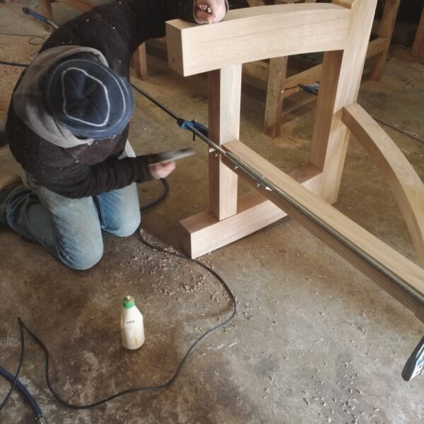 Oak kitchen table handmade using pegging and mortice and tenon joins