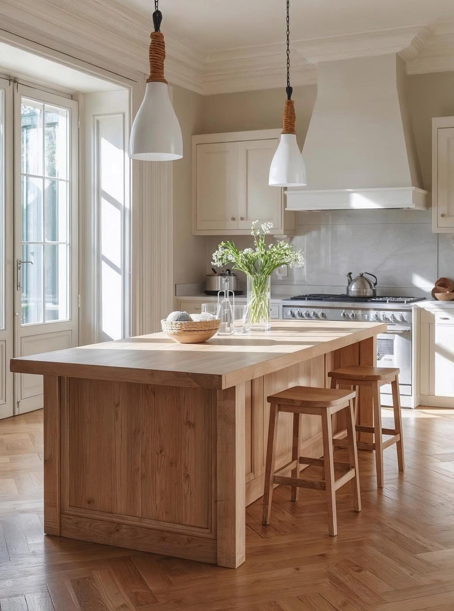 Breakfast bar seating in a Parisian kitchen
