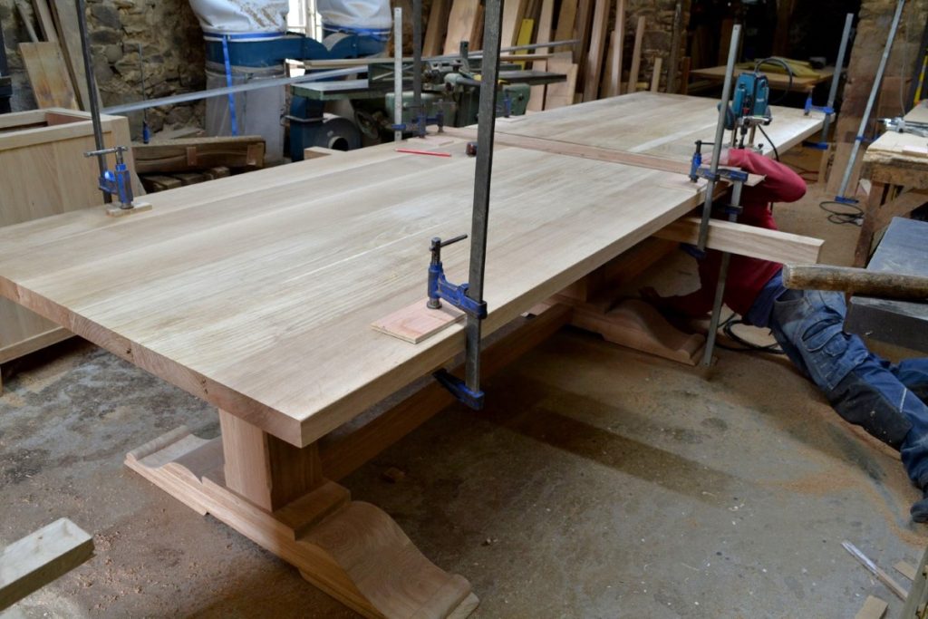 Large handmade oak dining table
