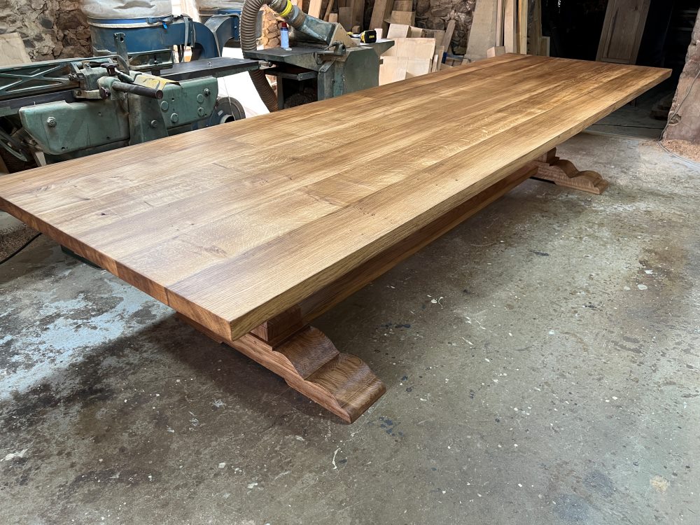 Oak made to measure table finished with a chene fonce stain and danish oil Oak made to measure table finished with a chene fonce stain and danish oil