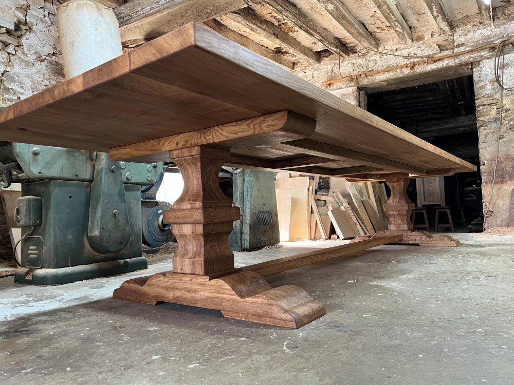 Underside of a bespoke monastery dining table Underside of a bespoke monastery dining table
