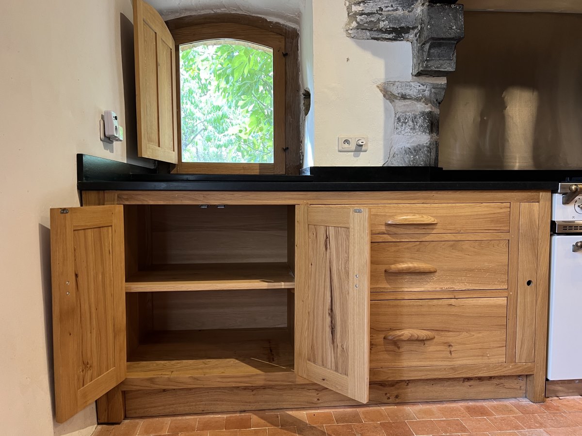 Oak kitchen window and shutter